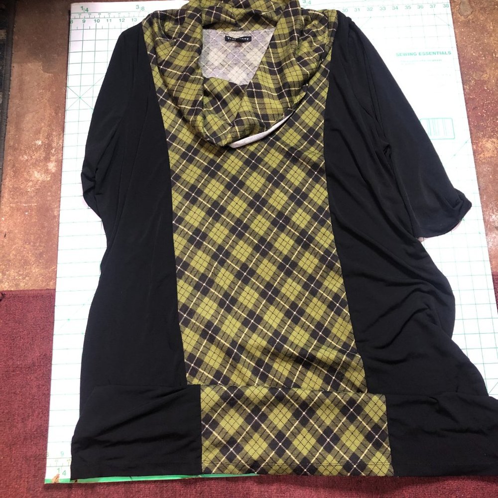 true envy womens green plaid 3/4 sleeve dress with collar design size 18